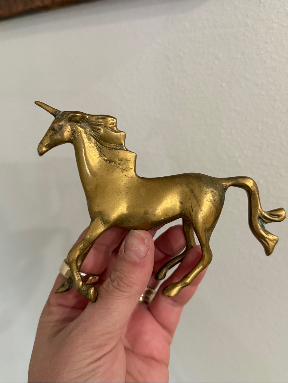 Vintage Brass Unicorn Figurine Horse Statue Mid Century Boho Decor